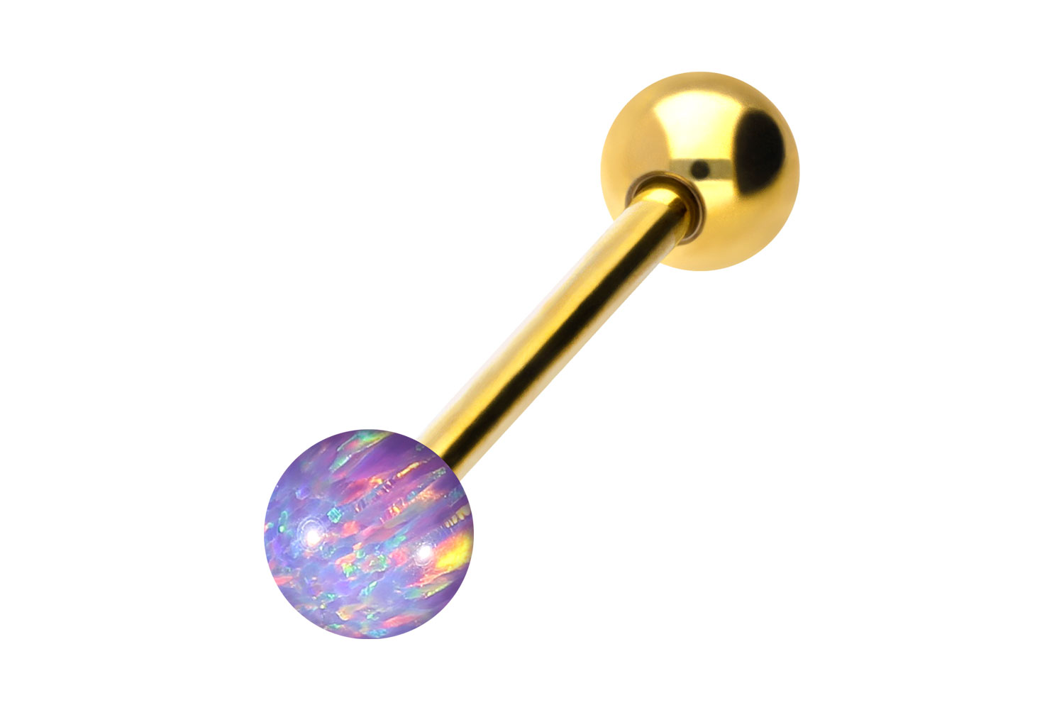 Chirurgenstahl Barbell Piercing SYNTHETISCHER OPAL + CHIRURGENSTAHL-KUGEL